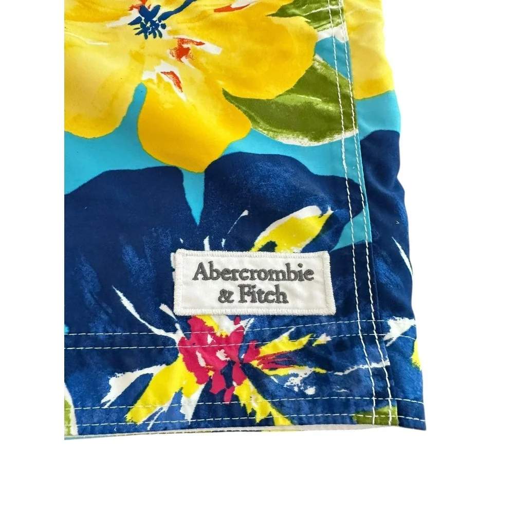 Abercrombie & Fitch Men Swim Board Shorts Medium Floral Surf Beach Y2K 90s FF2-3